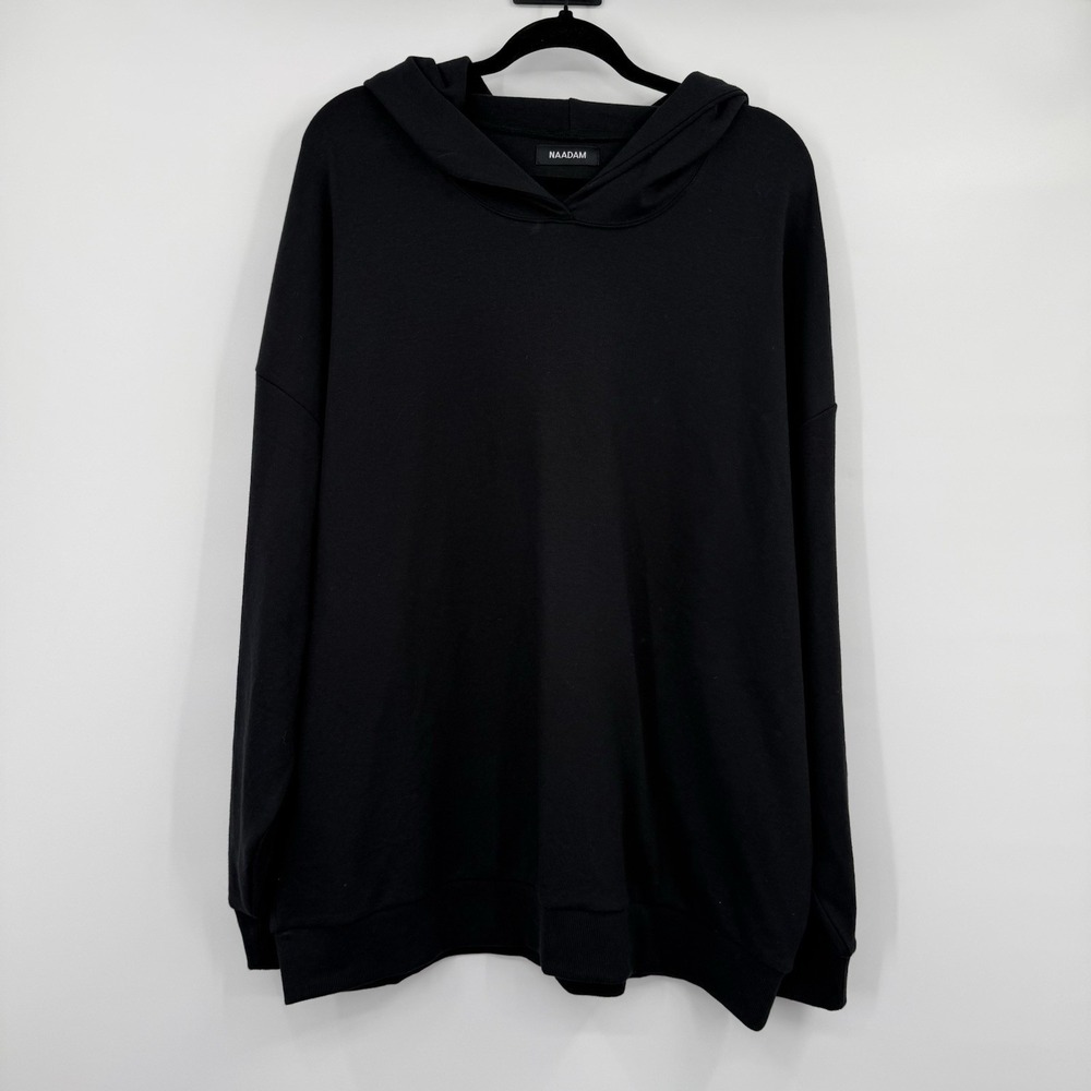 Naadam Hoodie Mens XL Black Micro Modal Cashmere Blend Soft Pull over Sweatshirt